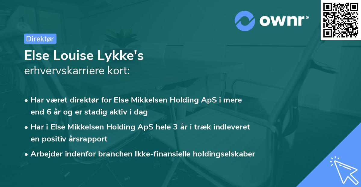 Else Louise Lykke's erhvervskarriere kort