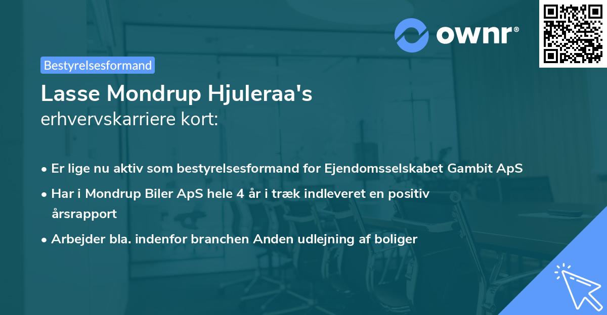 Lasse Mondrup Hjuleraa's erhvervskarriere kort