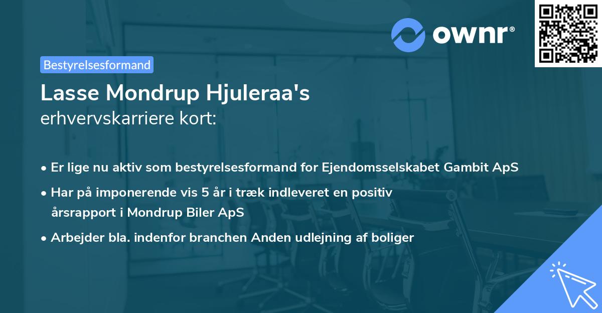 Lasse Mondrup Hjuleraa's erhvervskarriere kort