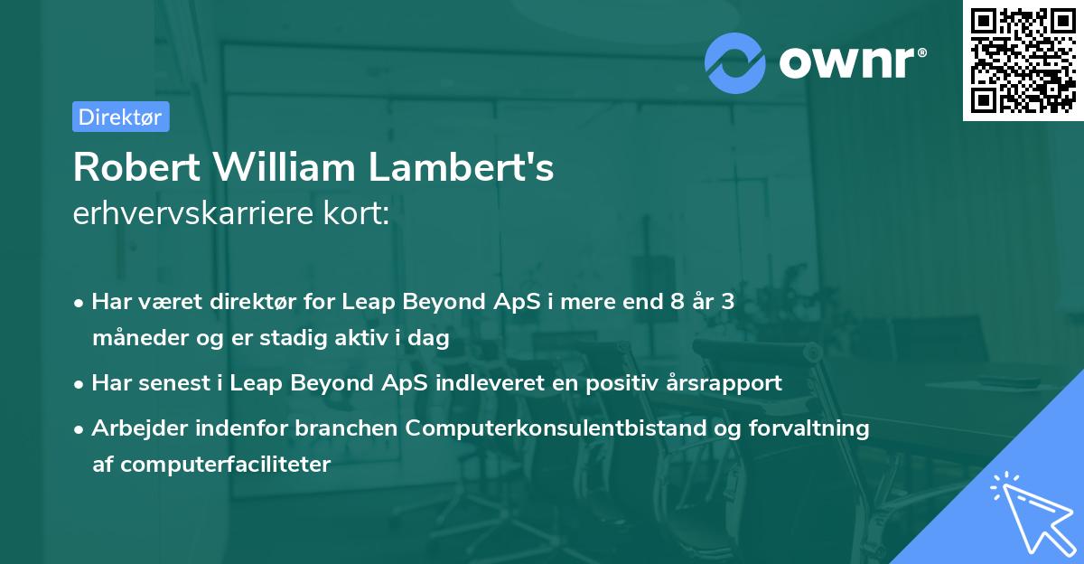 Robert William Lambert's erhvervskarriere kort
