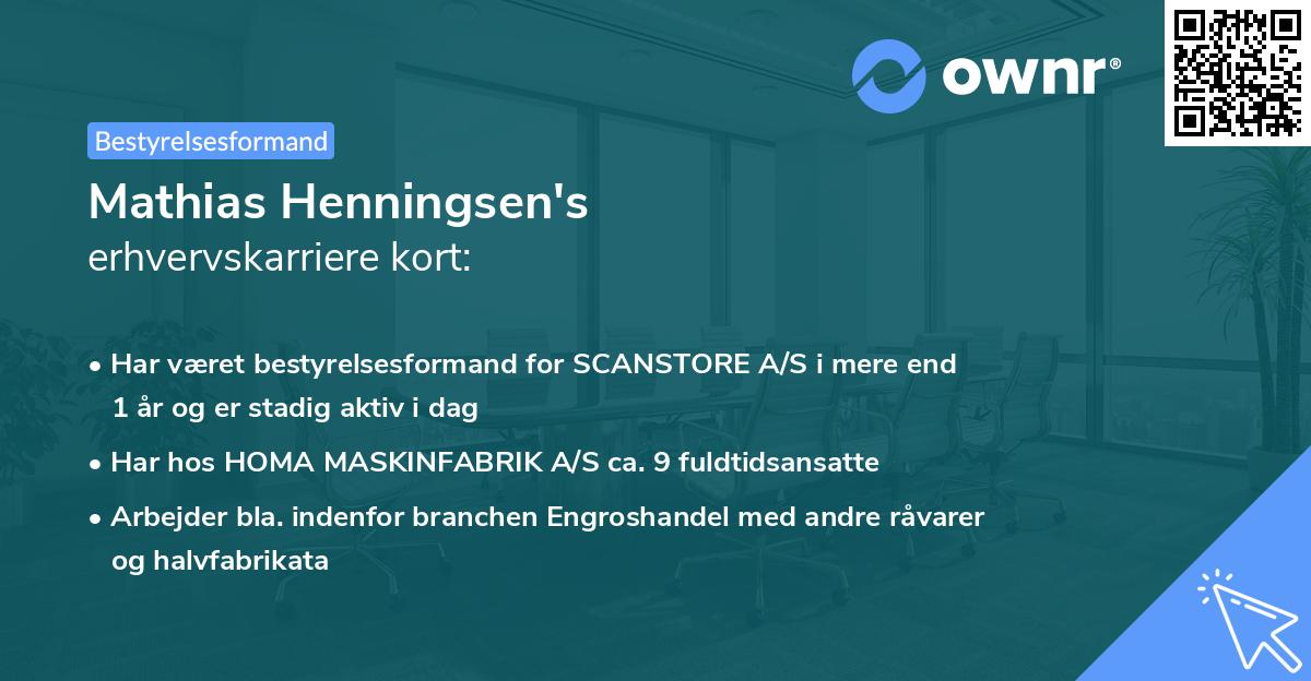Mathias Henningsen's erhvervskarriere kort