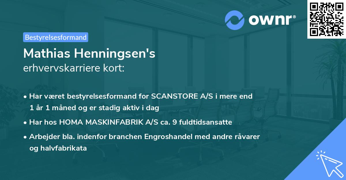 Mathias Henningsen's erhvervskarriere kort