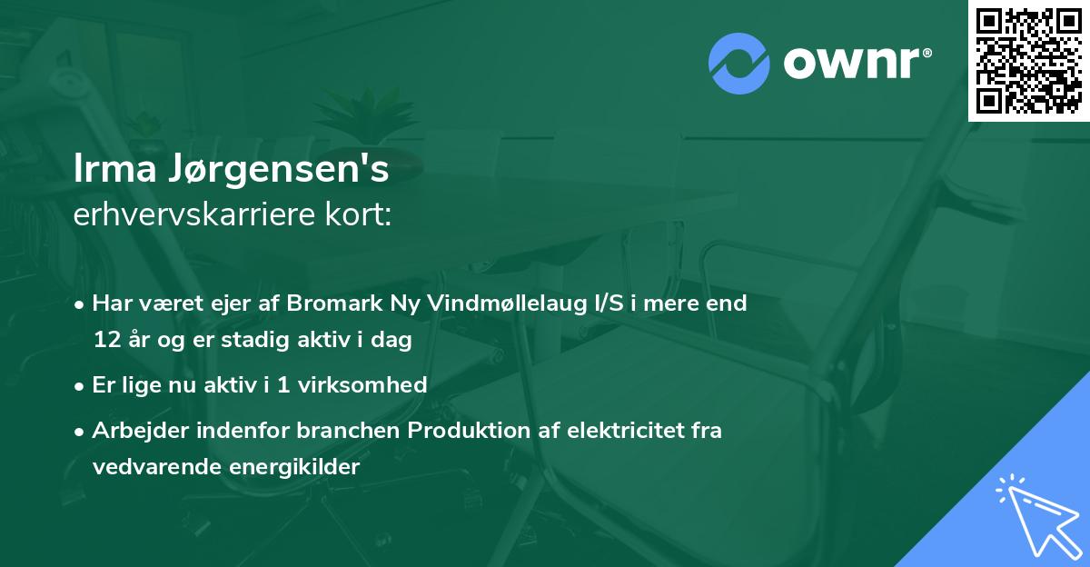 Irma Jørgensen's erhvervskarriere kort
