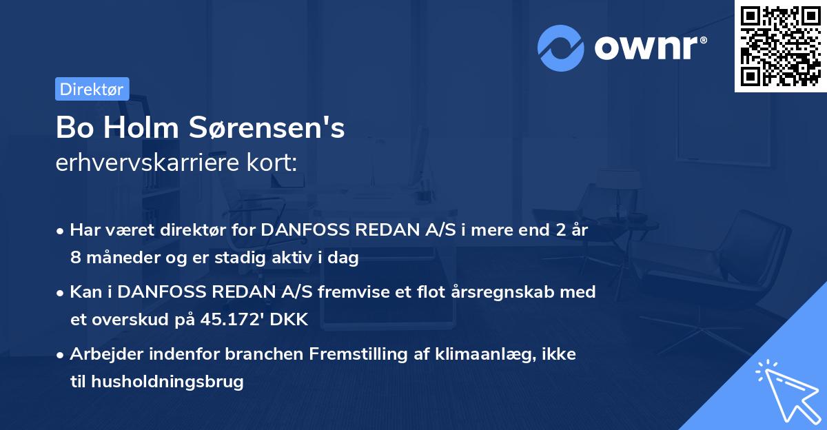 Bo Holm Sørensen's erhvervskarriere kort
