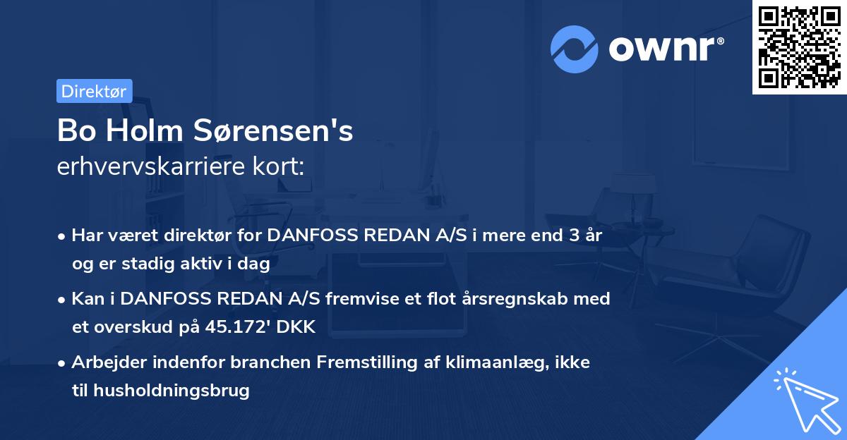 Bo Holm Sørensen's erhvervskarriere kort