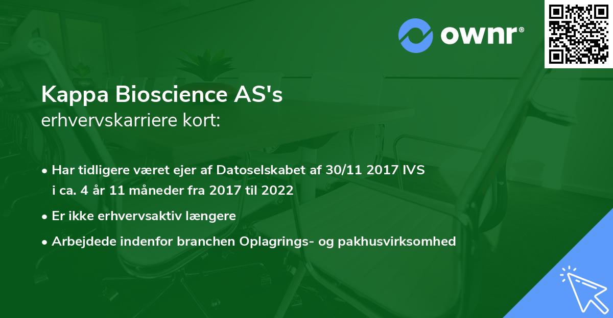 Kappa Bioscience AS's erhvervskarriere kort