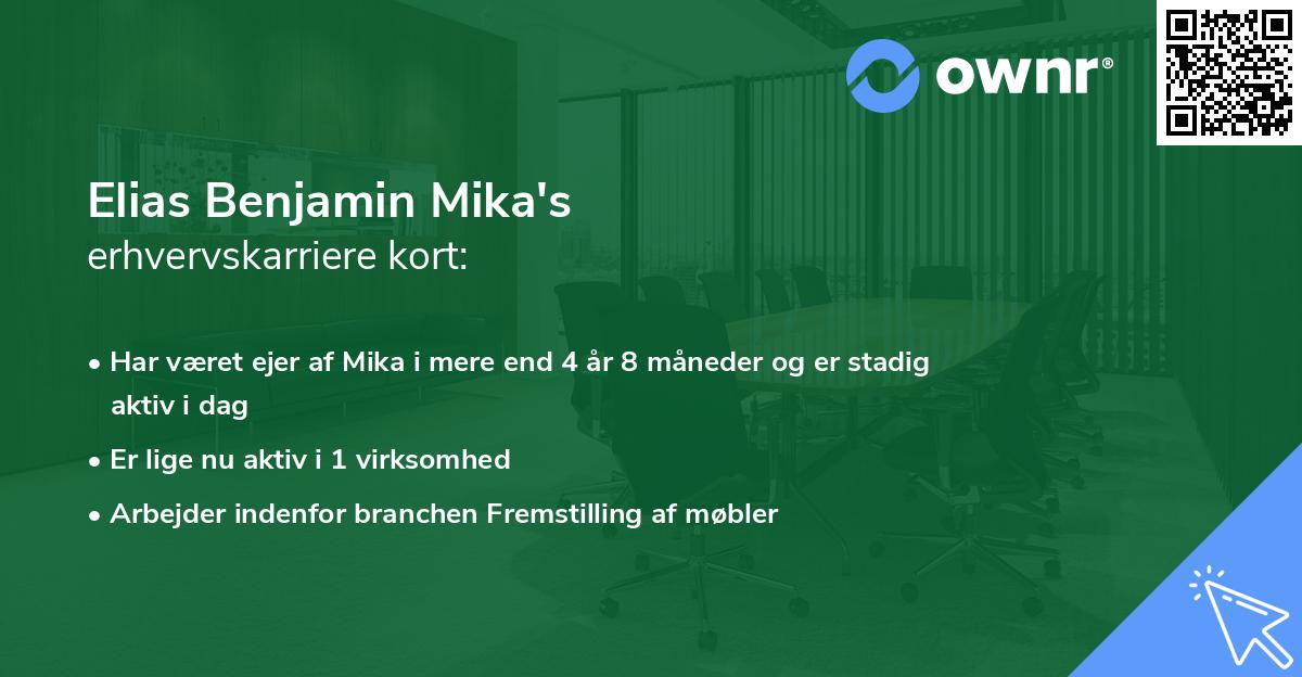 Elias Benjamin Mika's erhvervskarriere kort