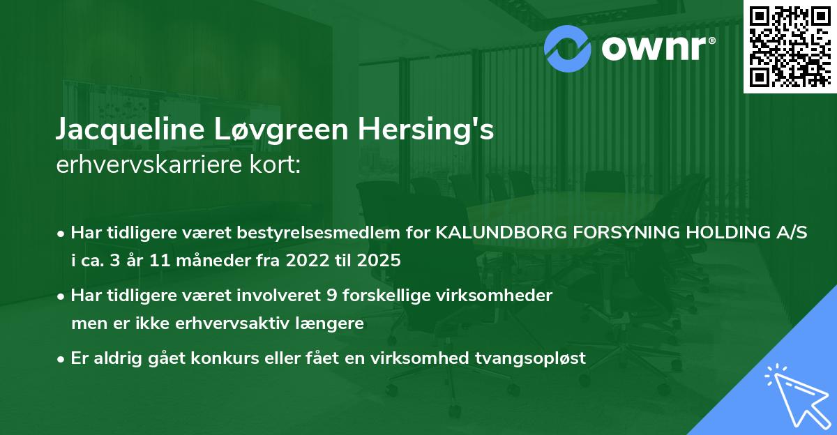 Jacqueline Løvgreen Hersing's erhvervskarriere kort