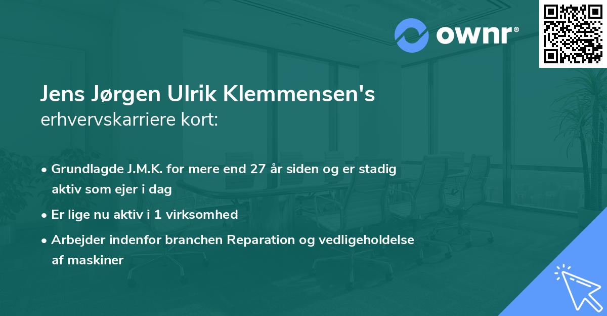 Jens Jørgen Ulrik Klemmensen's erhvervskarriere kort