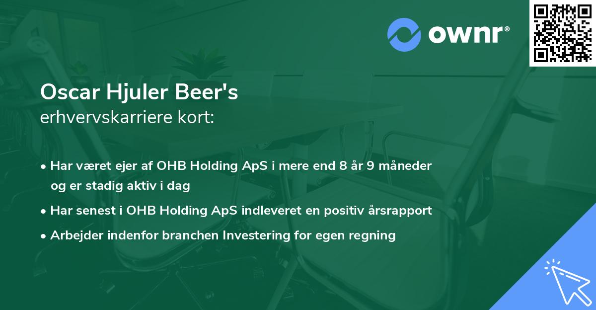 Oscar Hjuler Beer's erhvervskarriere kort