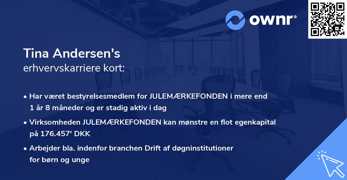 Tina Andersen's erhvervskarriere kort