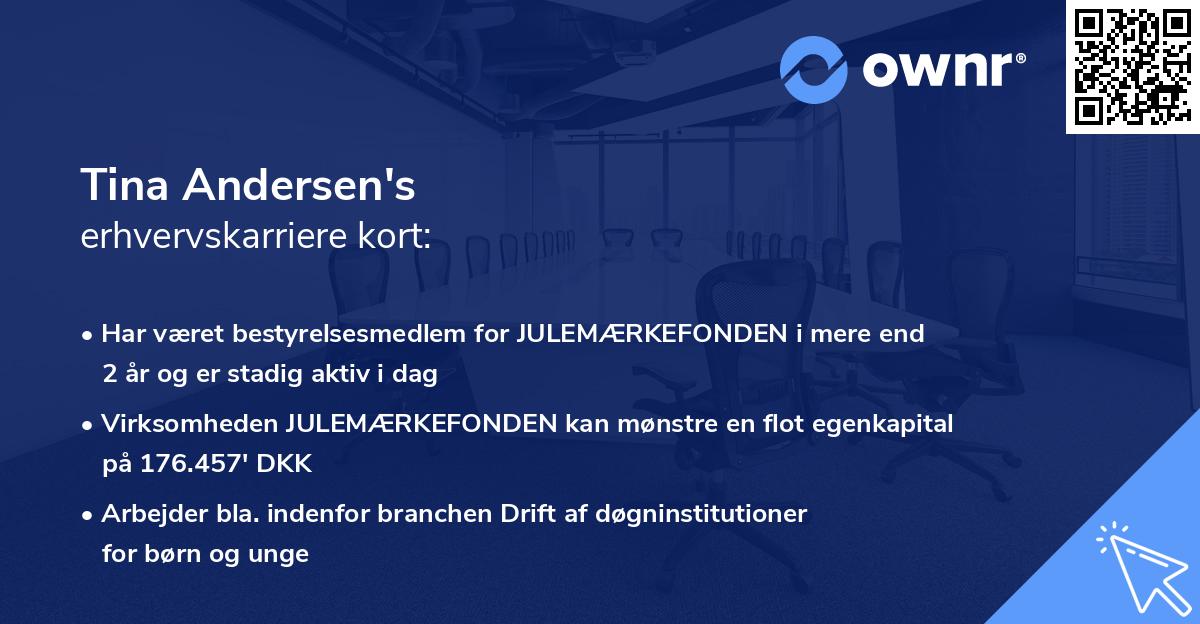 Tina Andersen's erhvervskarriere kort