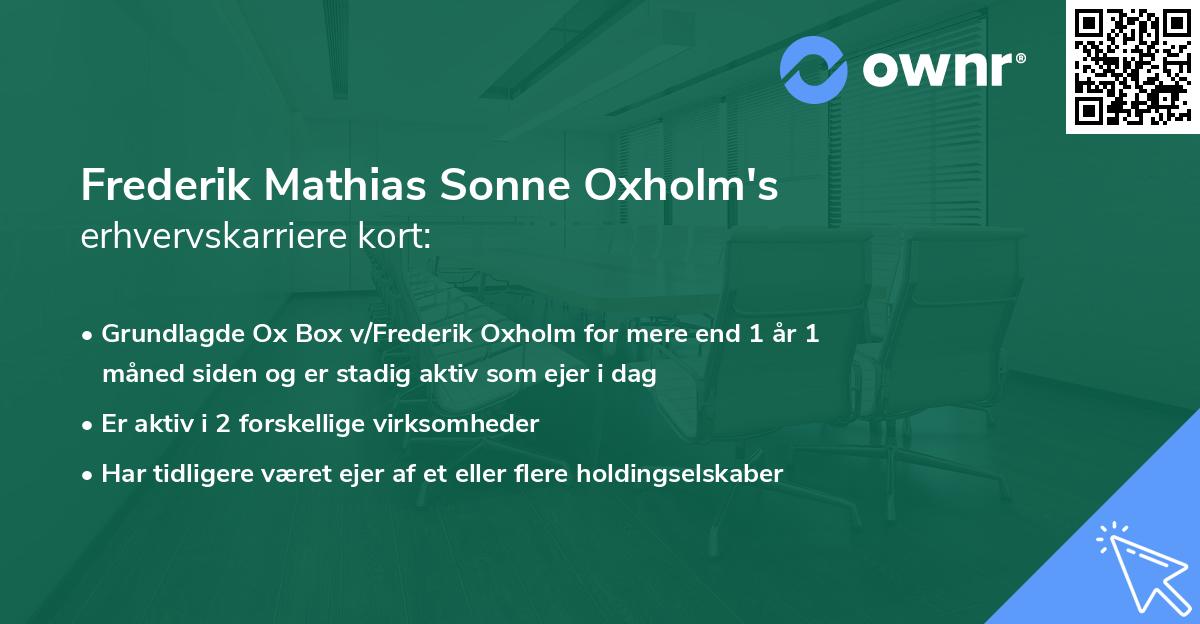 Frederik Mathias Sonne Oxholm's erhvervskarriere kort