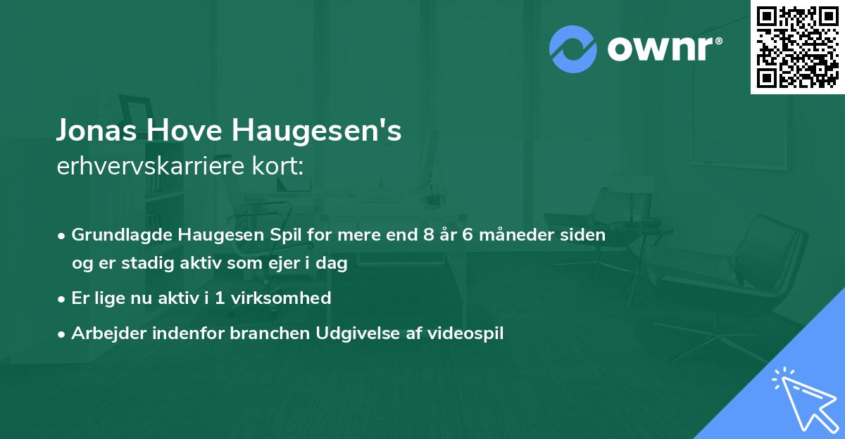 Jonas Hove Haugesen's erhvervskarriere kort