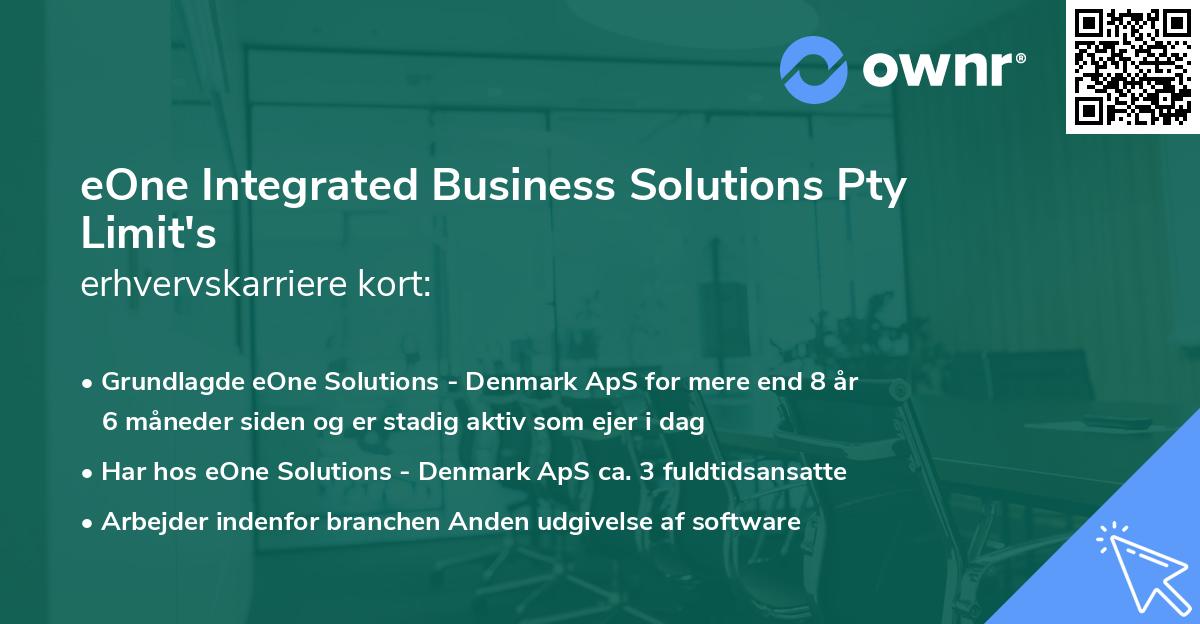 eOne Integrated Business Solutions Pty Limit's erhvervskarriere kort