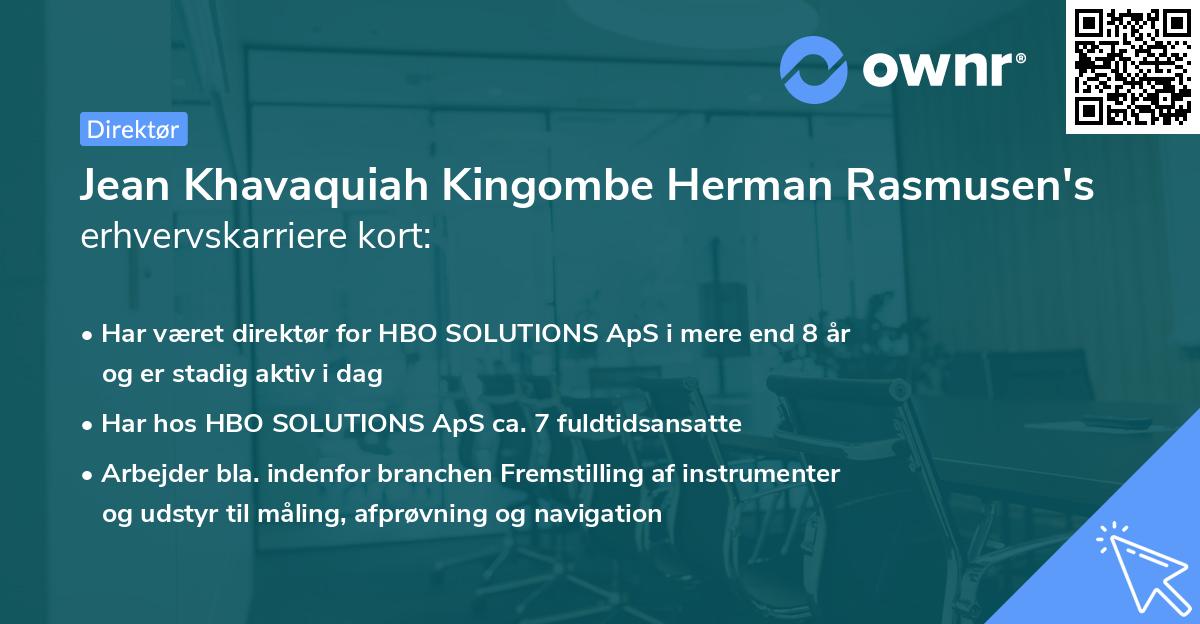Jean Khavaquiah Kingombe Herman Rasmusen's erhvervskarriere kort
