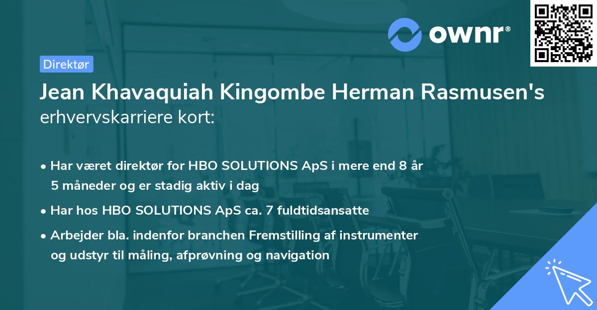Jean Khavaquiah Kingombe Herman Rasmusen's erhvervskarriere kort