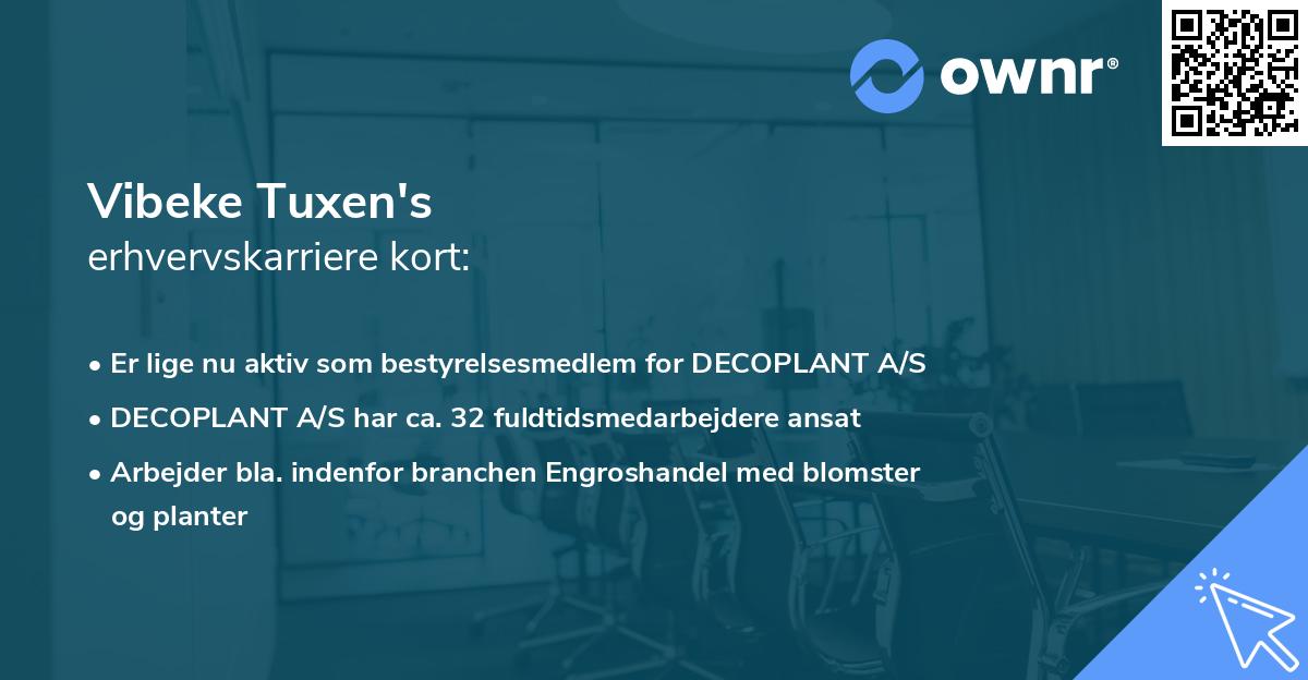 Vibeke Tuxen's erhvervskarriere kort