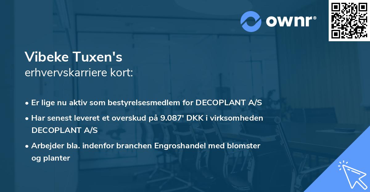 Vibeke Tuxen's erhvervskarriere kort