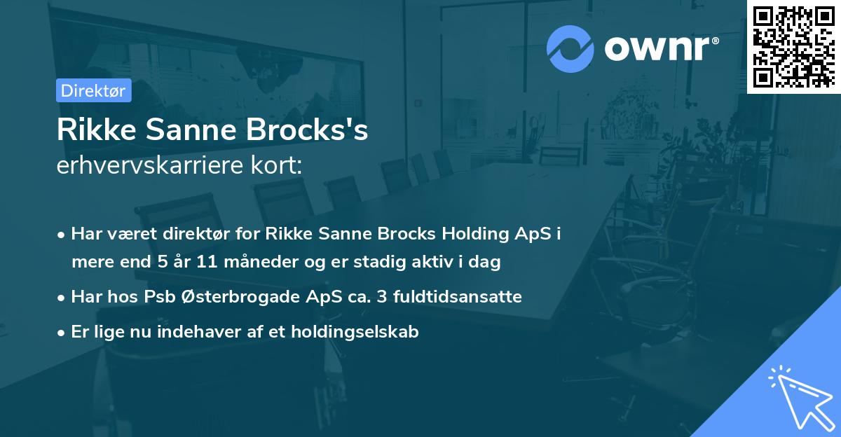 Rikke Sanne Brocks's erhvervskarriere kort