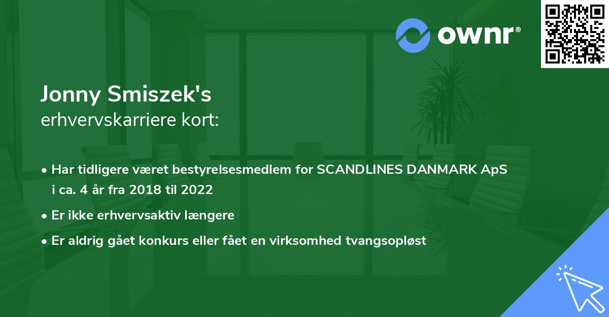 Jonny Smiszek's erhvervskarriere kort