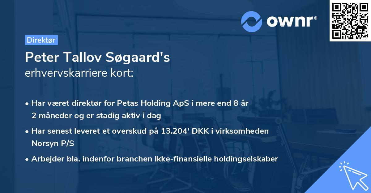 Peter Tallov Søgaard's erhvervskarriere kort