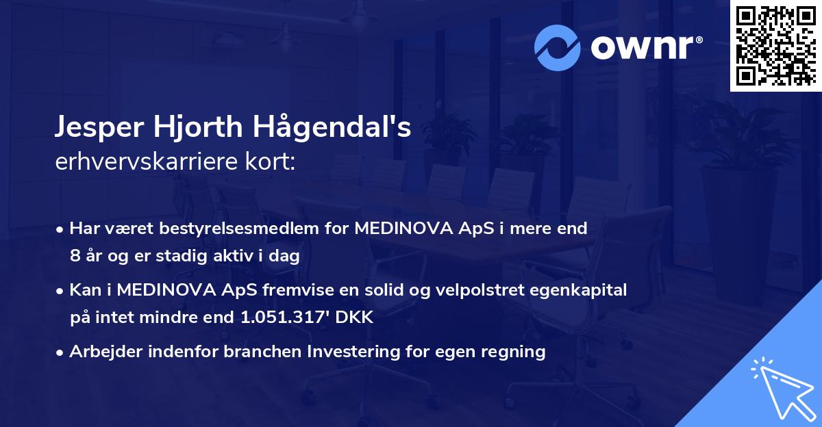 Jesper Hjorth Hågendal's erhvervskarriere kort