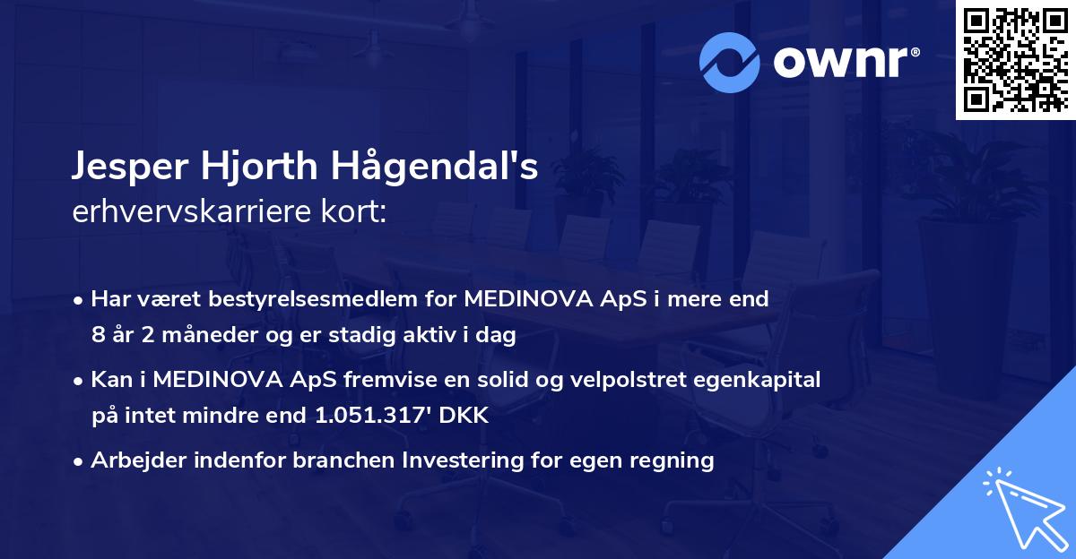 Jesper Hjorth Hågendal's erhvervskarriere kort