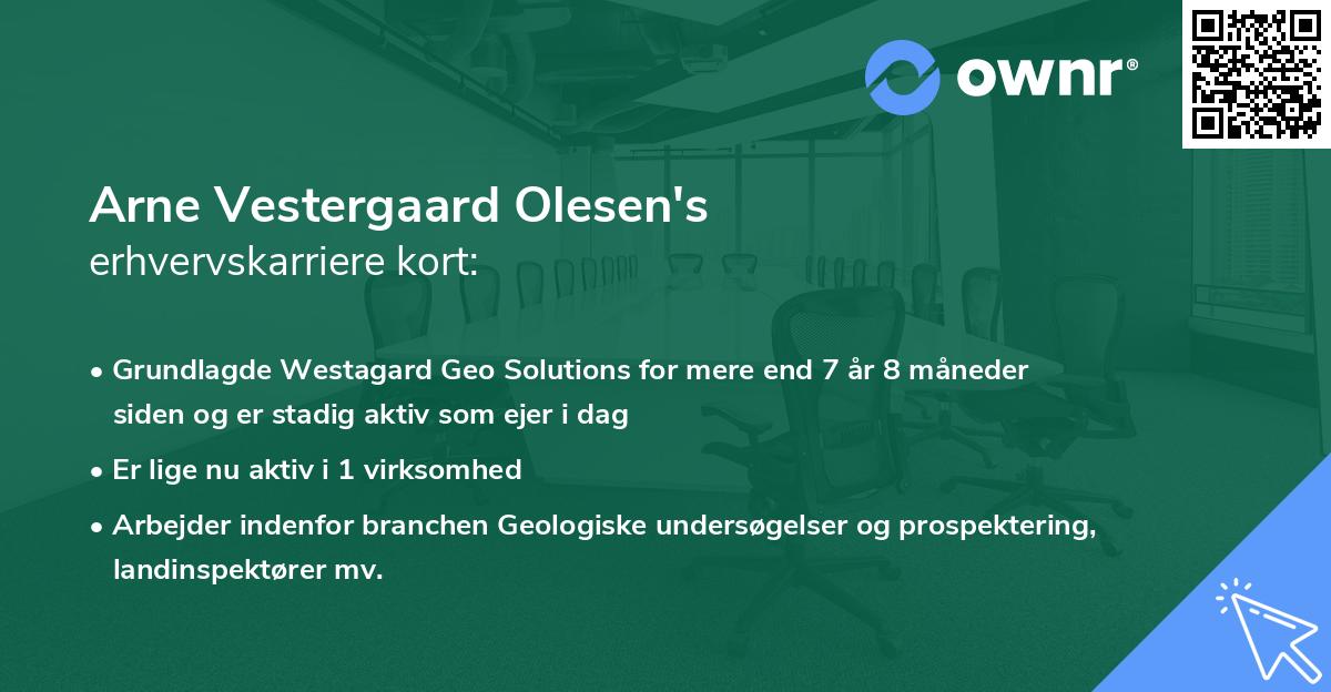 Arne Vestergaard Olesen's erhvervskarriere kort