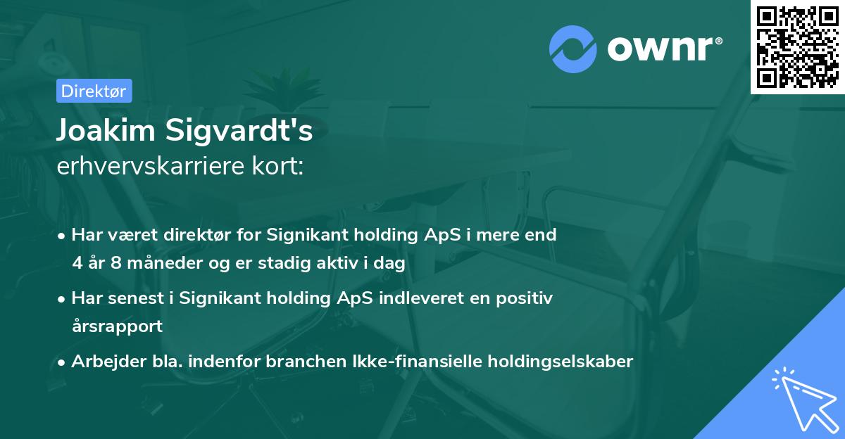 Joakim Sigvardt's erhvervskarriere kort