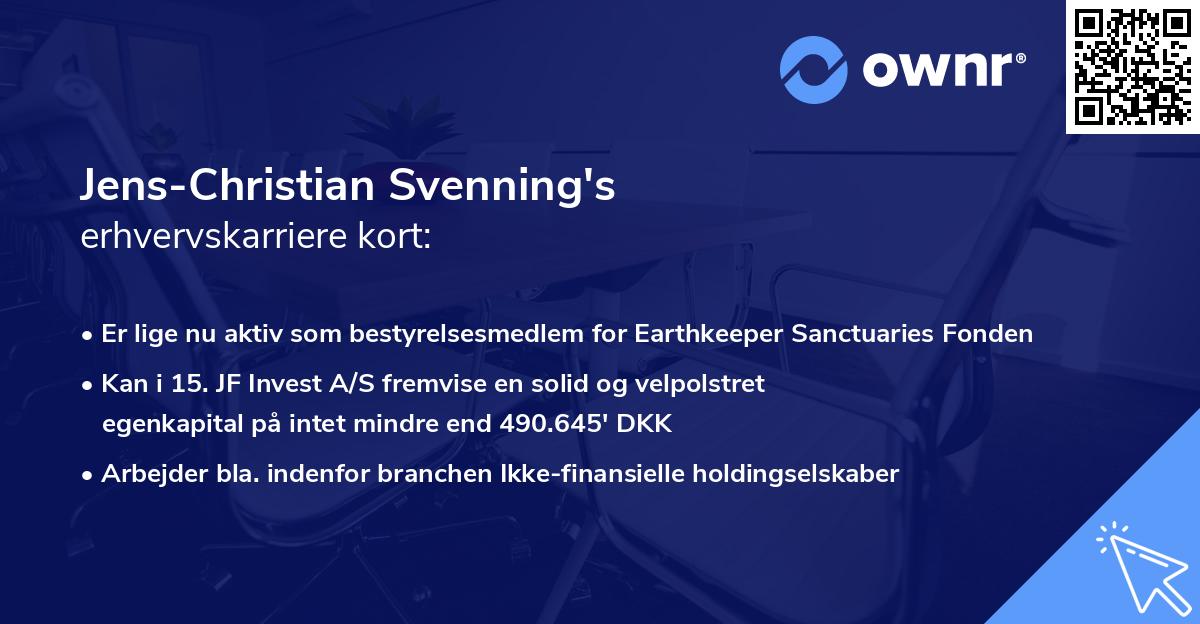 Jens-Christian Svenning's erhvervskarriere kort