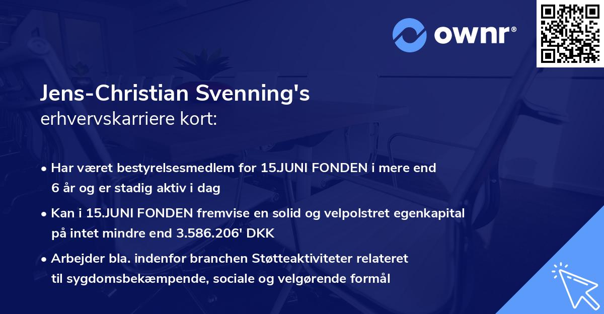 Jens-Christian Svenning's erhvervskarriere kort