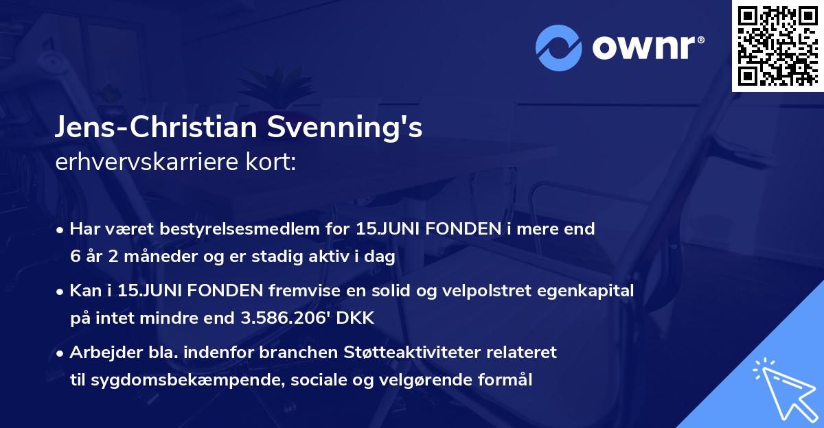 Jens-Christian Svenning's erhvervskarriere kort