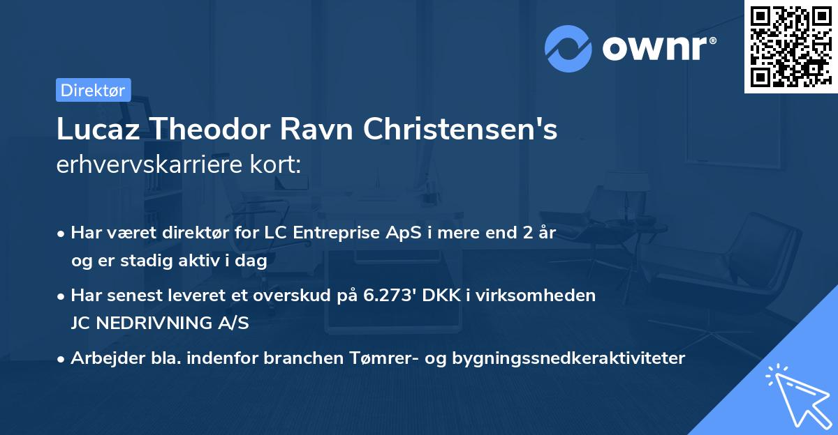 Lucaz Theodor Ravn Christensen's erhvervskarriere kort