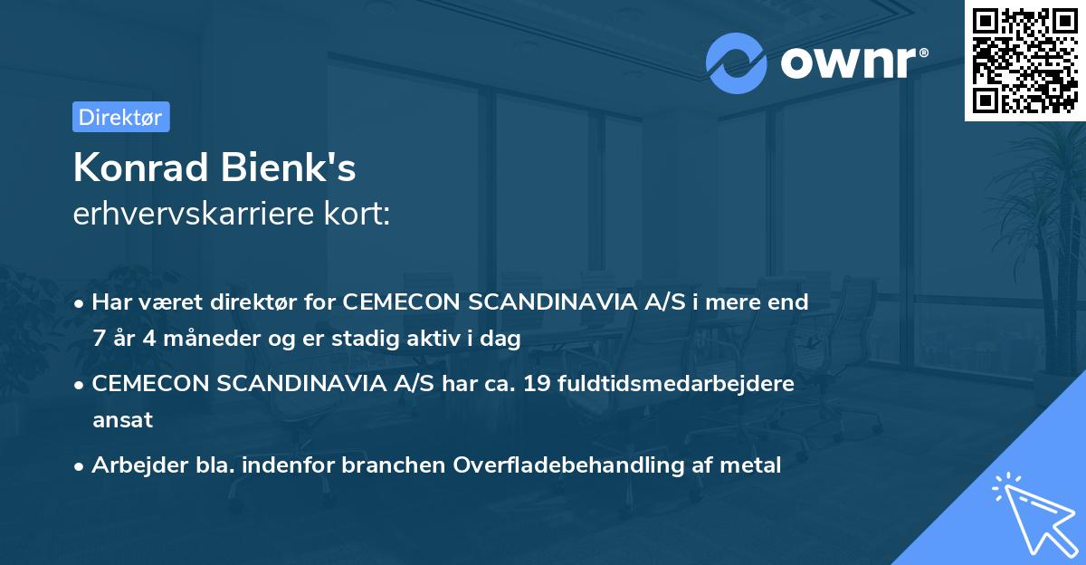 Konrad Bienk's erhvervskarriere kort