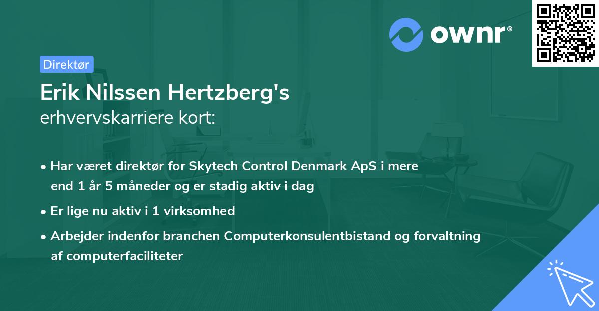 Erik Nilssen Hertzberg's erhvervskarriere kort