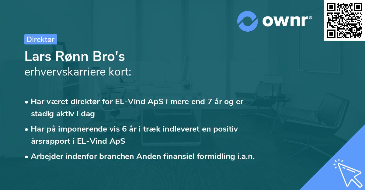 Lars Rønn Bro's erhvervskarriere kort