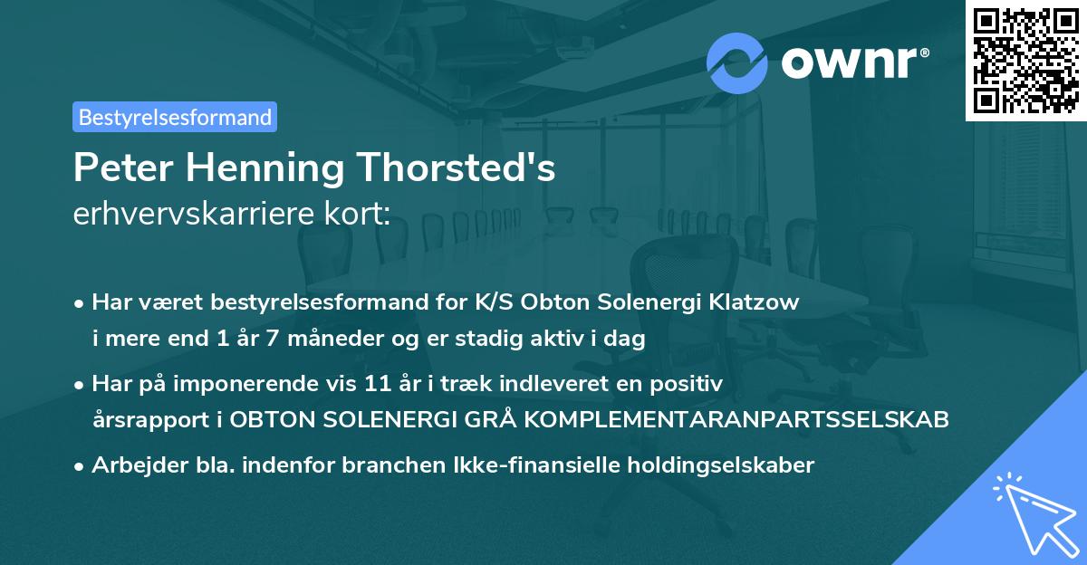 Peter Henning Thorsted's erhvervskarriere kort