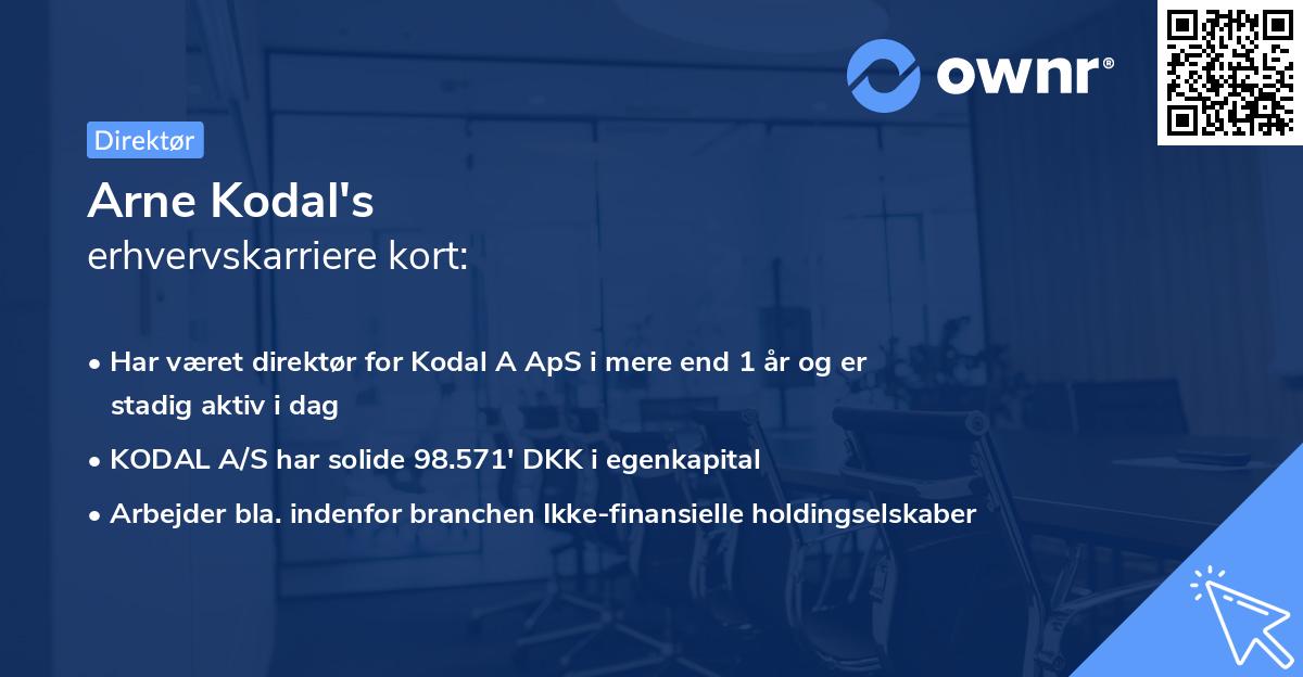Arne Kodal's erhvervskarriere kort
