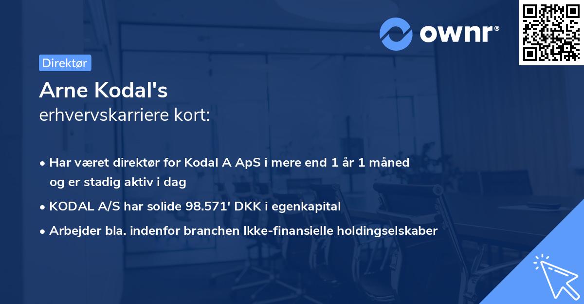 Arne Kodal's erhvervskarriere kort