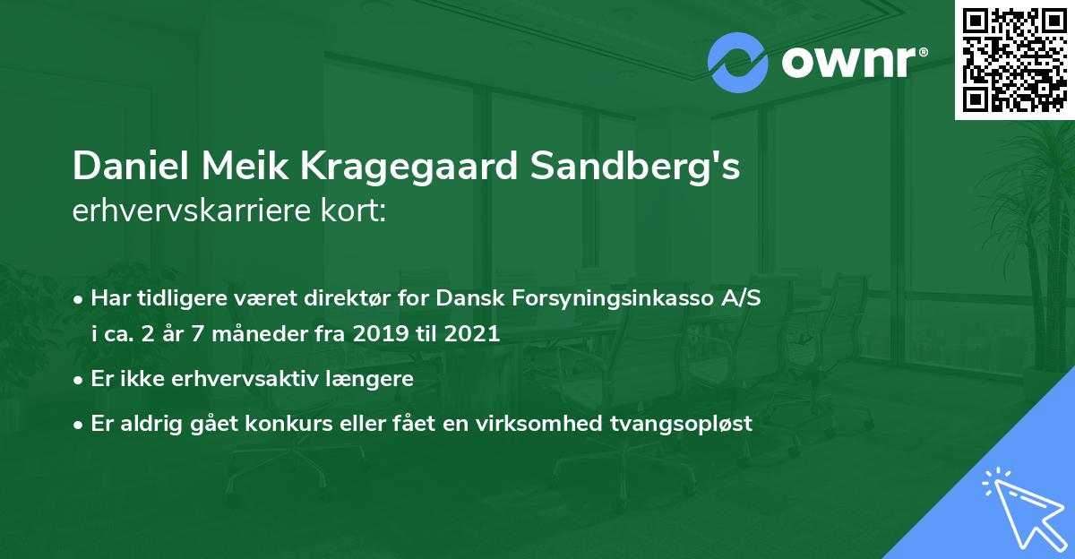 Daniel Meik Kragegaard Sandberg's erhvervskarriere kort