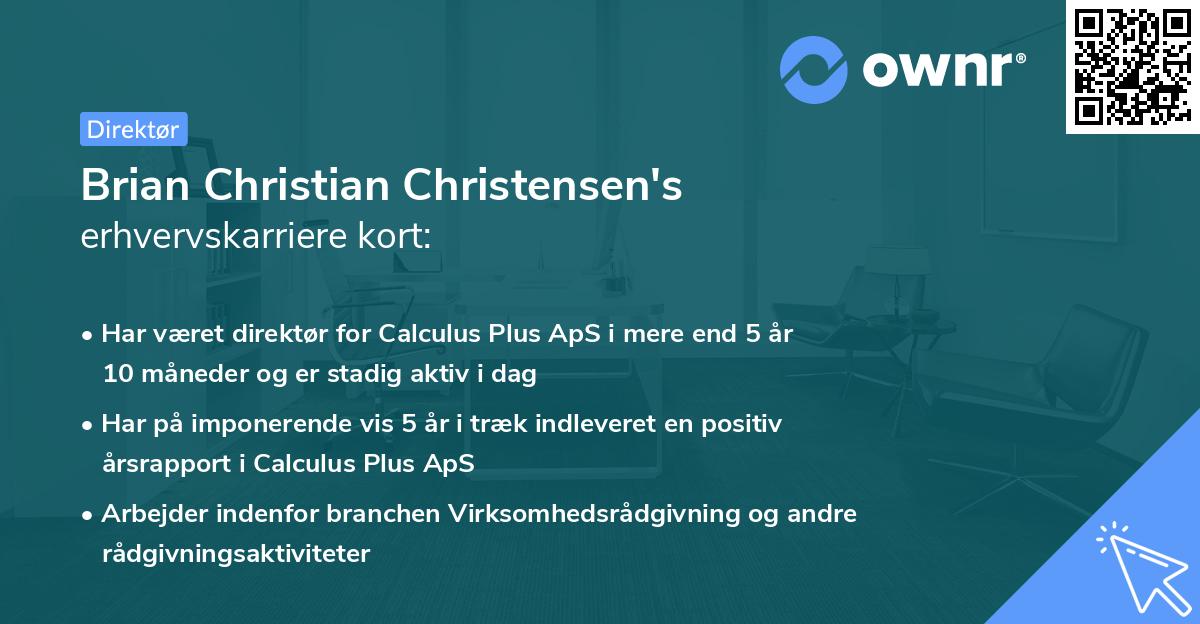 Brian Christian Christensen's erhvervskarriere kort