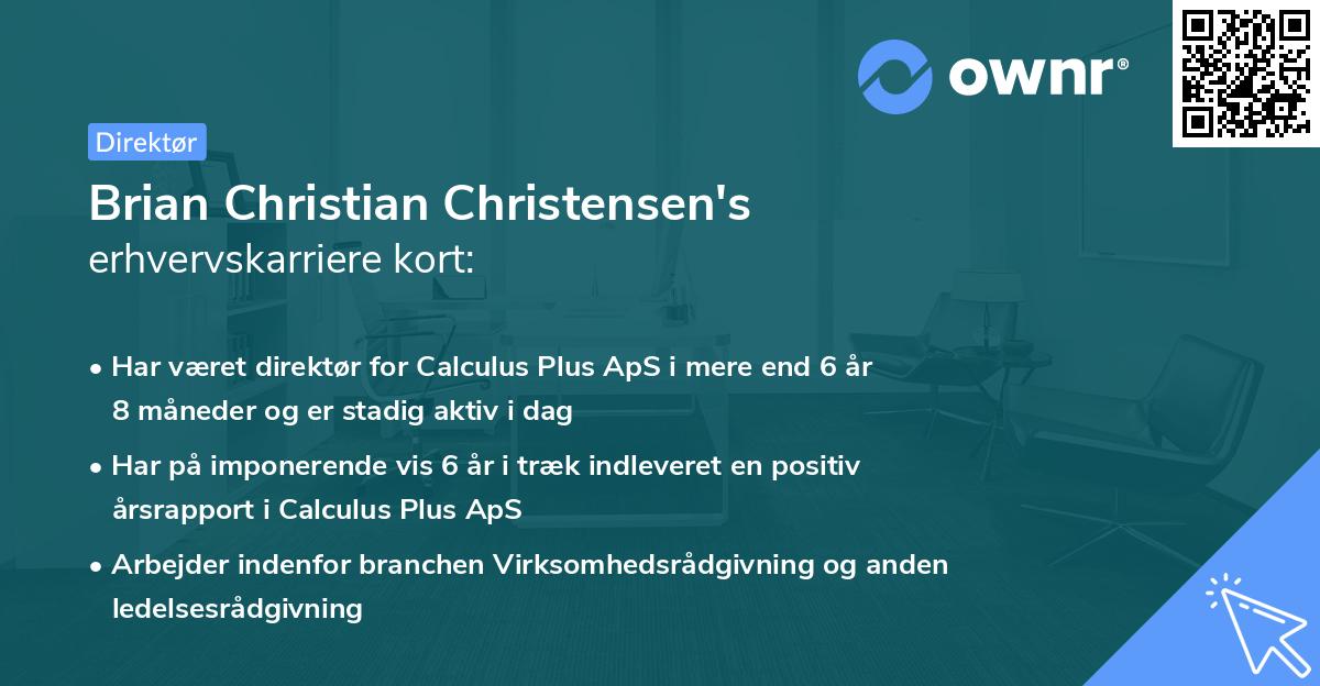 Brian Christian Christensen's erhvervskarriere kort