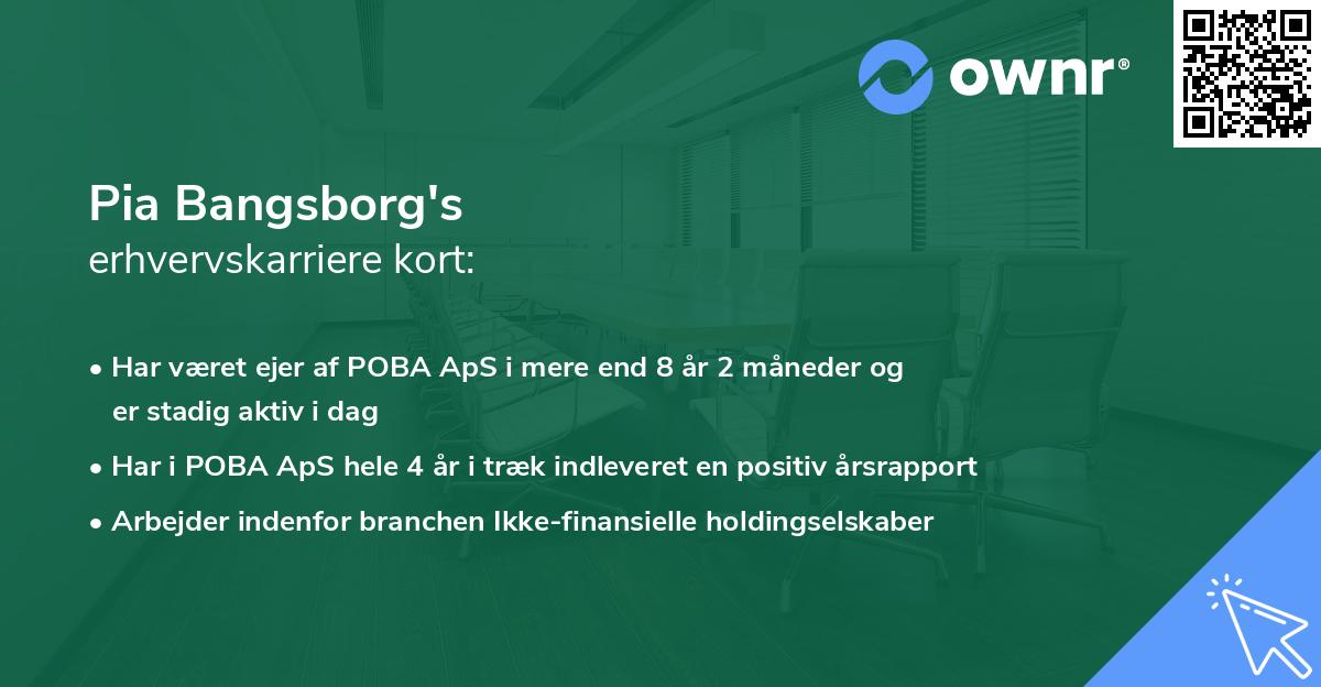 Pia Bangsborg's erhvervskarriere kort