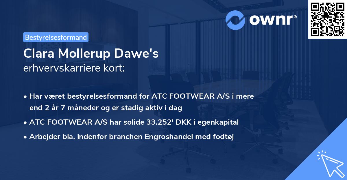 Clara Mollerup Dawe's erhvervskarriere kort