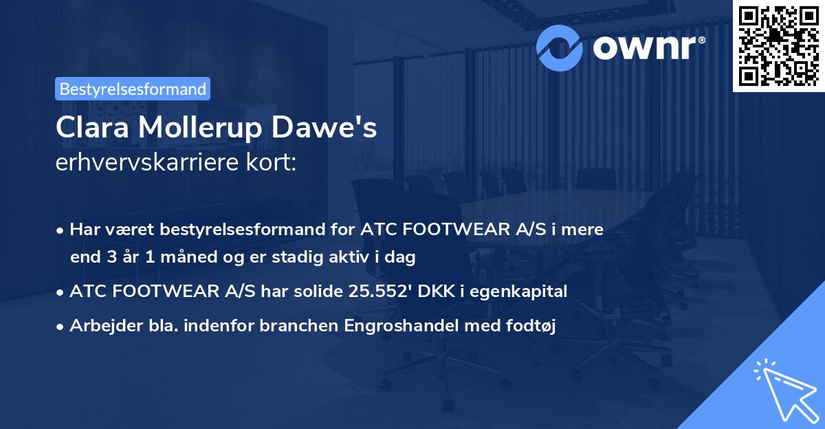 Clara Mollerup Dawe's erhvervskarriere kort