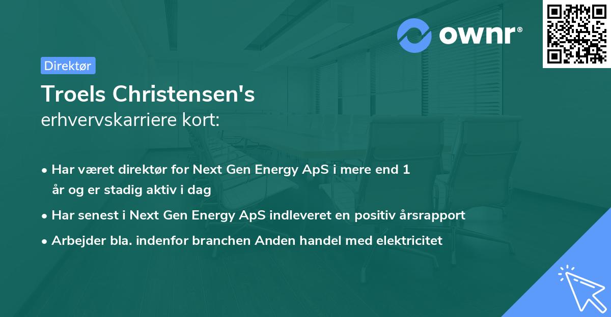 Troels Christensen's erhvervskarriere kort