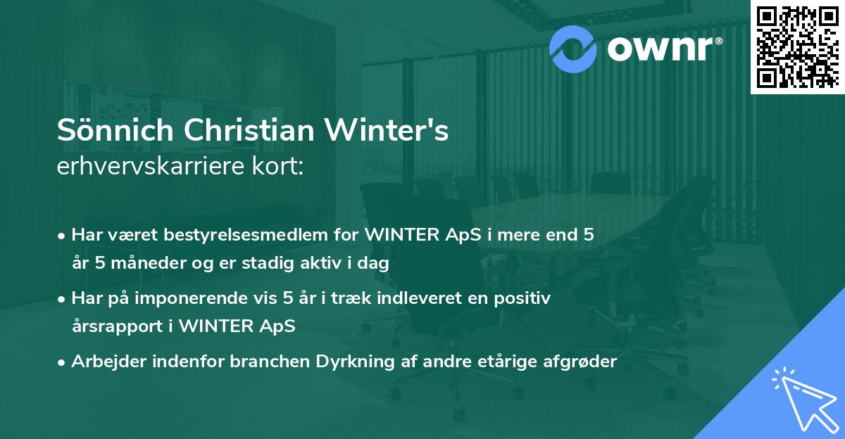 Sönnich Christian Winter's erhvervskarriere kort