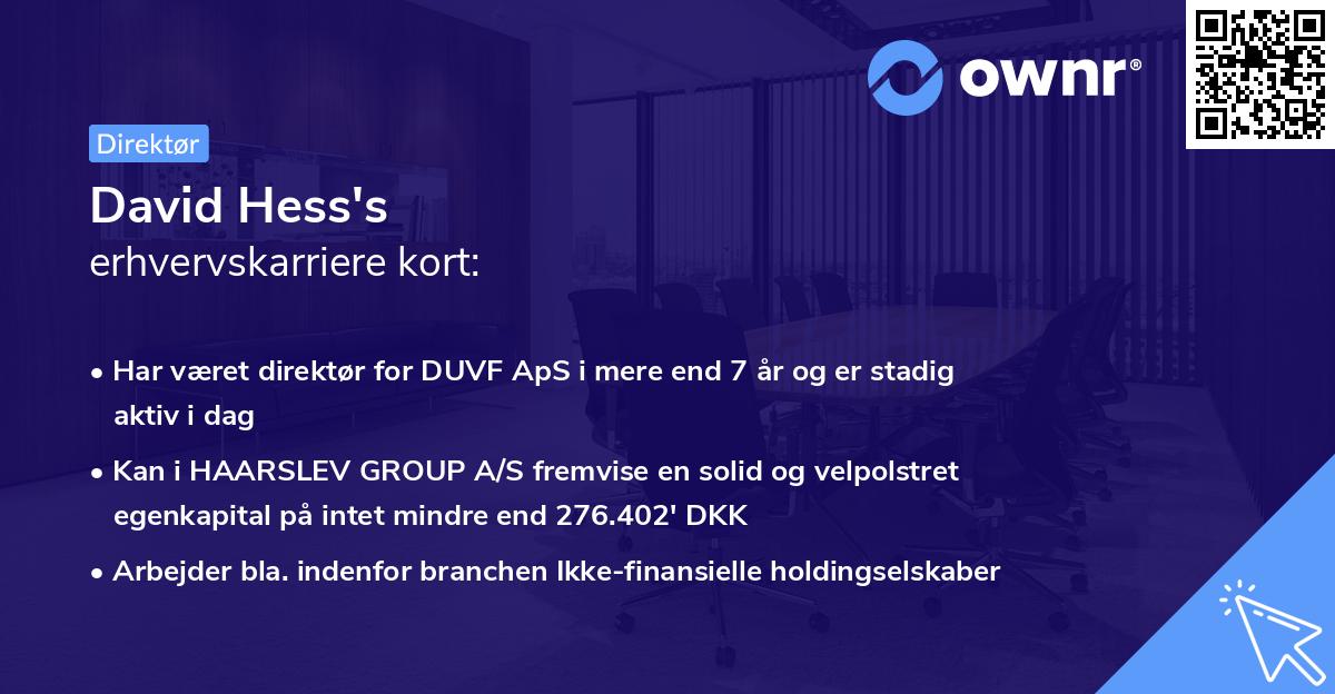 David Hess's erhvervskarriere kort