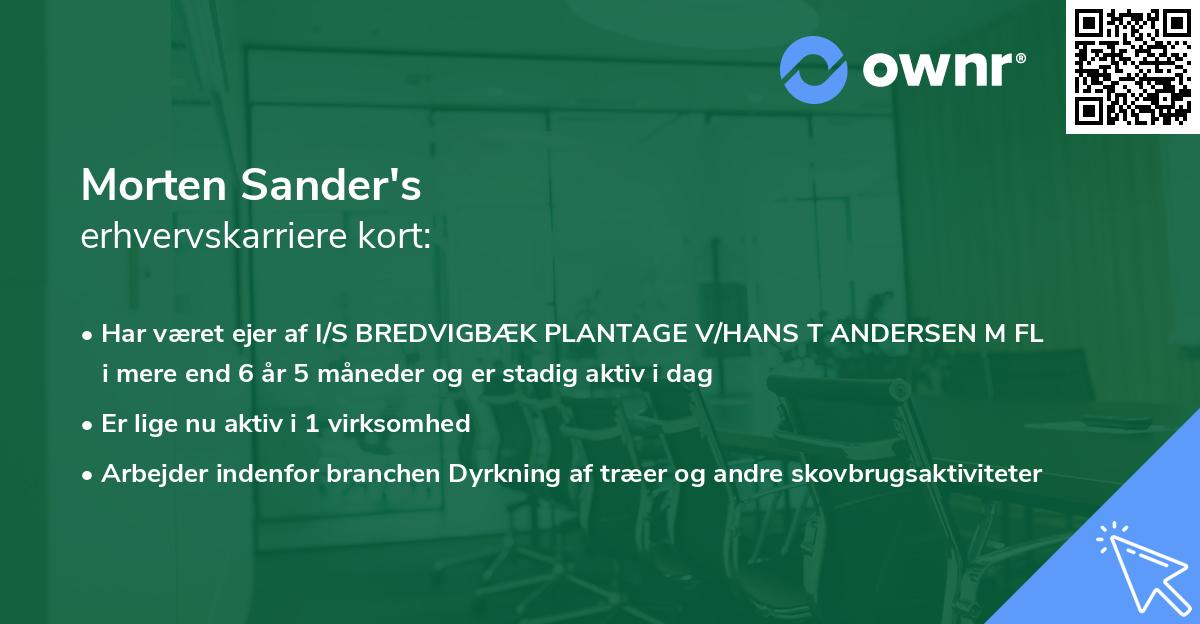 Morten Sander's erhvervskarriere kort
